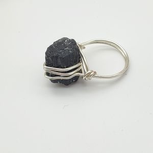 Black Tourmaline Wire-wrapped Ring